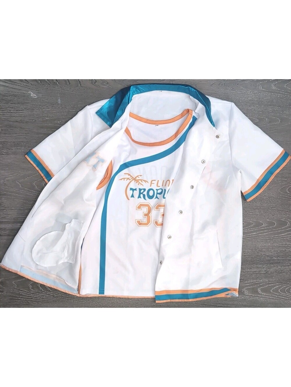 Jackie Moon Flint Tropics Jersey & Over Shirt Polyester Moon #33 Semi Pro Movie